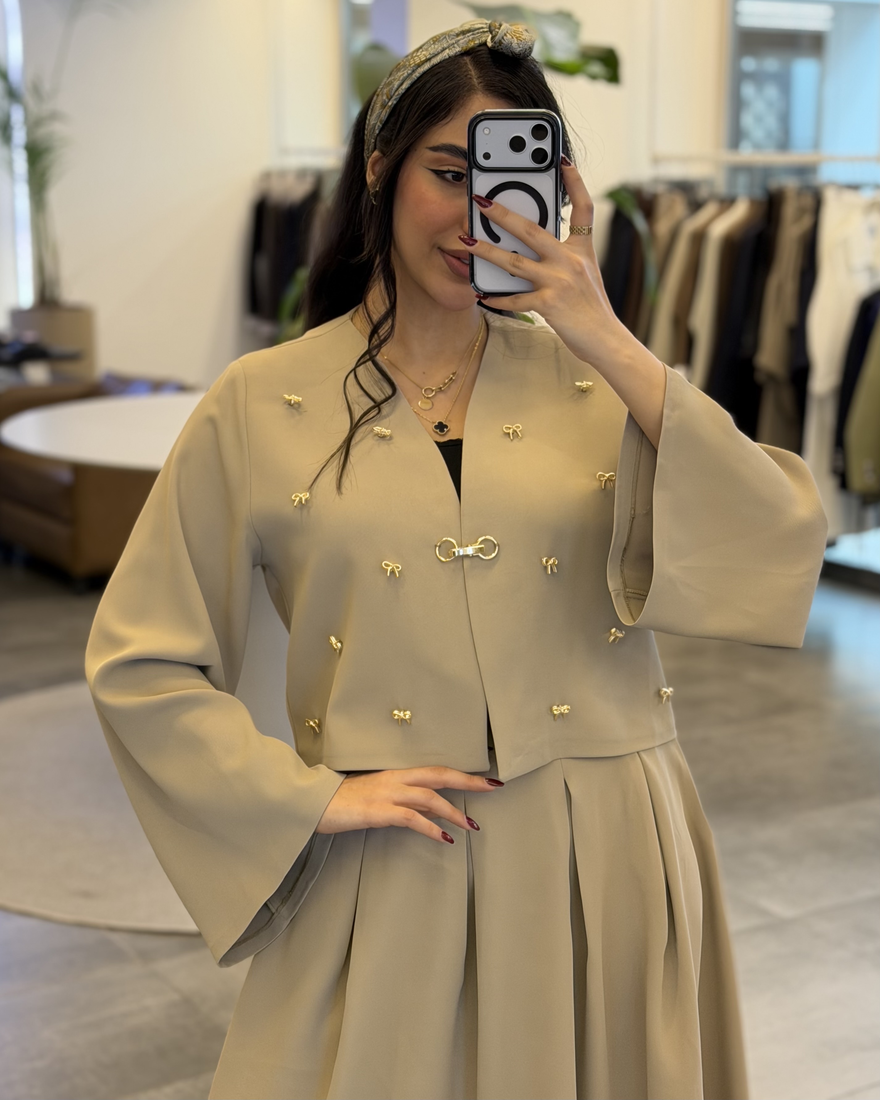 ست کراپ کت با دامن پاپیون کد329