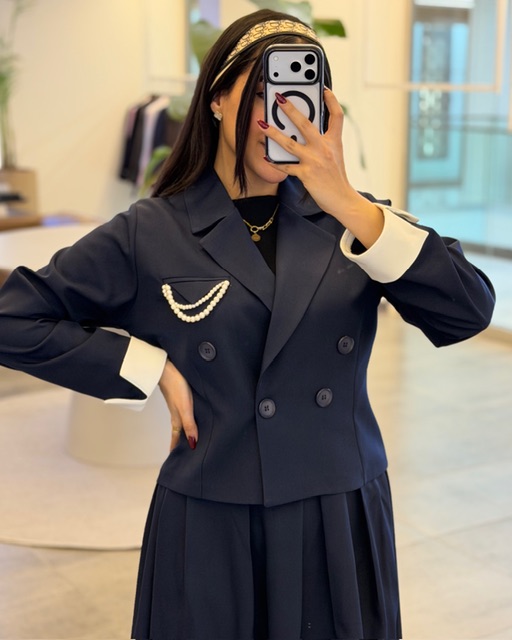 ست کراپ کت با دامن کد 326